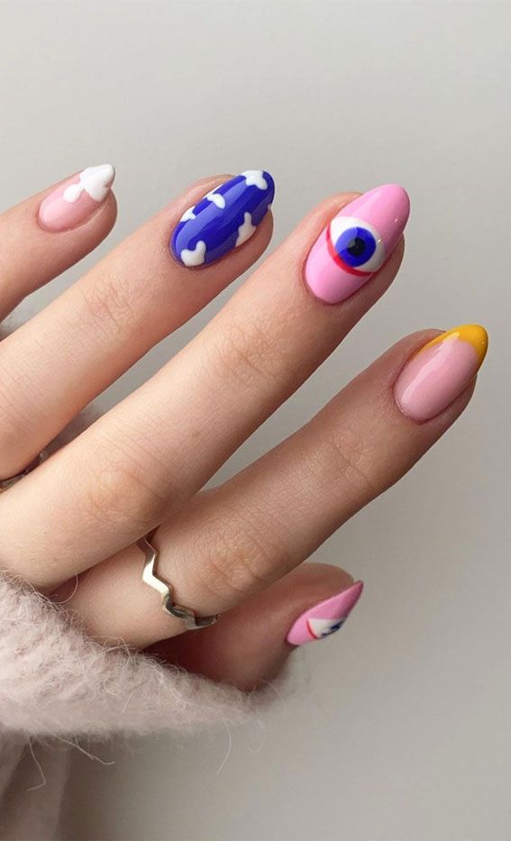 Summer Nail Designs You’ll Probably Want To Wear : Mix and match fun summer nails