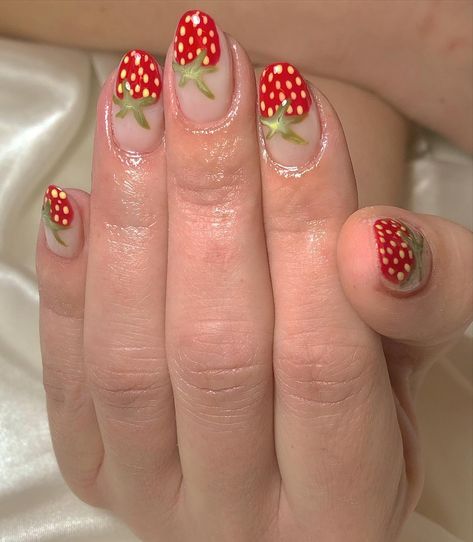 strawberry nails so cute