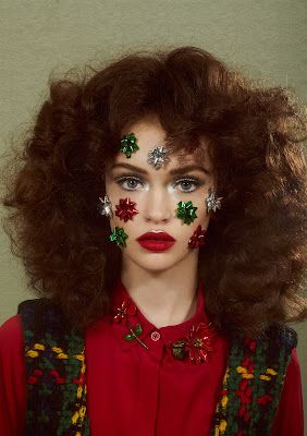 Vintage Christmas Beauty Editorial- Bows, Glitter, Metallic, Holiday Makeup, 50’s, 60’s, 70’s