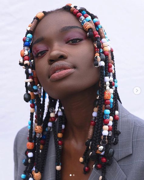 natural hair with beads